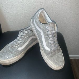 Sparkly silver Vans